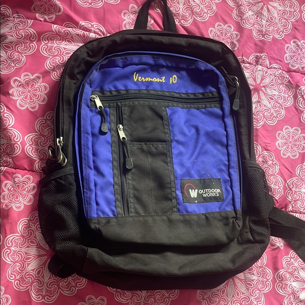 Blue and Black Backpack